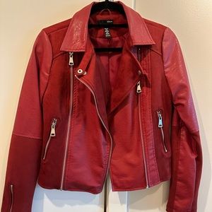 Aqua red leather and suede jacket XS